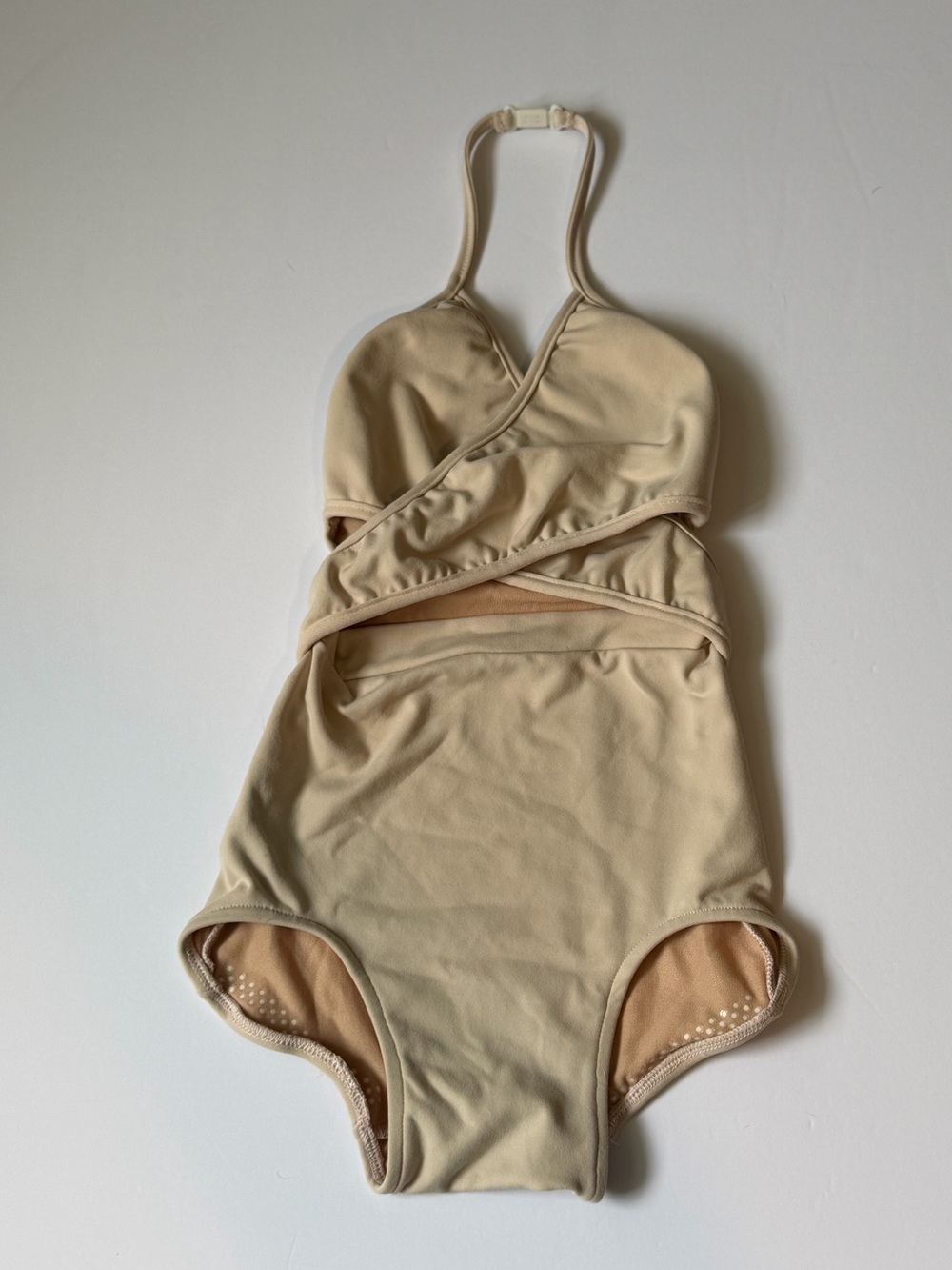 Girls Beige Dance Leotard with Wrap Detail- bluewater designs YS
